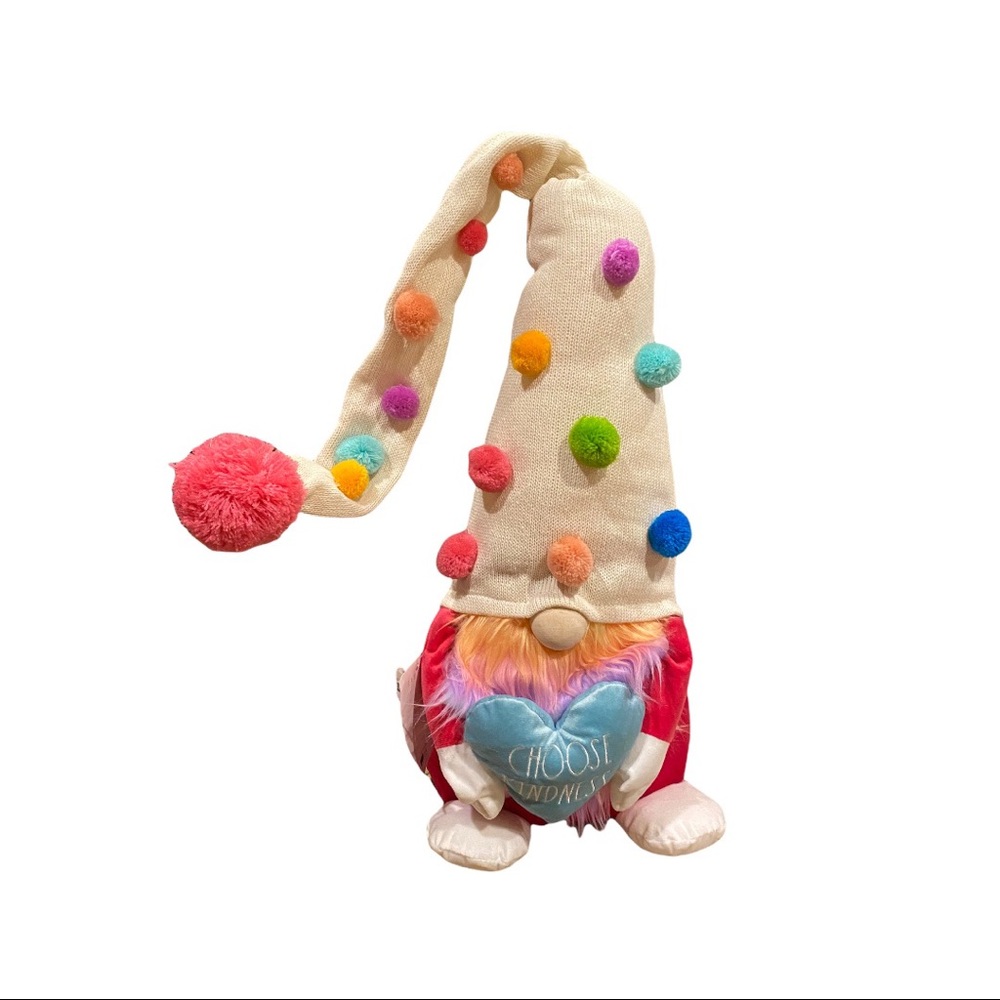 Rae Dunn CHOOSE KINDNESS multicolored Gnome Weighted Plush Decor NEW!